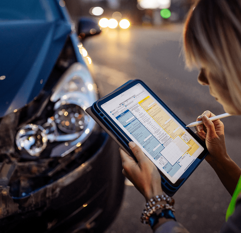 Insurance claim form being filled out