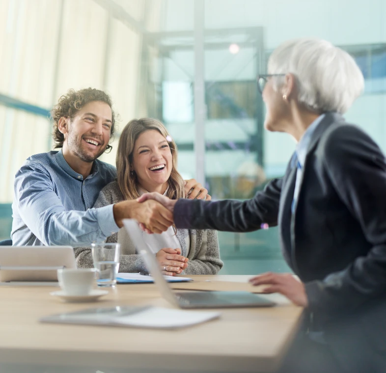 Friendly agreement in modern office setting